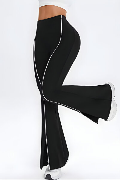 Lapiri Women's Leggings with Gathering Effect Black Spanish Leg High Waist Wo...