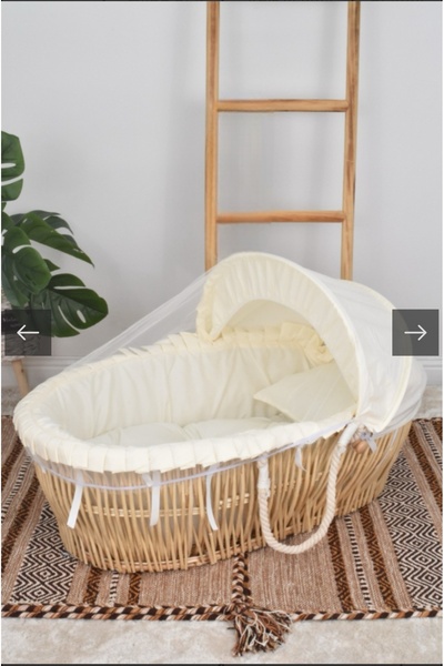 ZEE STAR Moses basket made of high-quality natural bamboo, without a stand