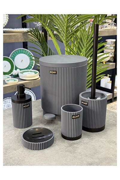 Doğudeko Acrylic 5 Piece Tgr Bathroom Set Gray