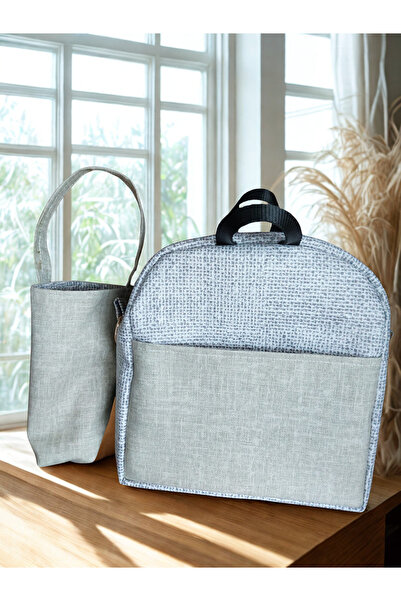 ADUŞKA Lunch Box Thermal Insulated Water-Resistant Lined (Grey - Green)