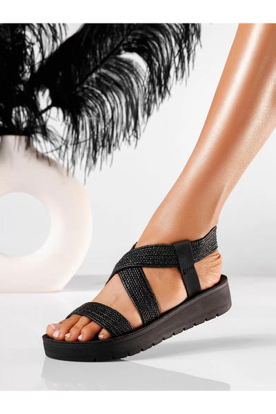 Zaira Women's black eco- Leather platform Sandals Isra #19789 - 39