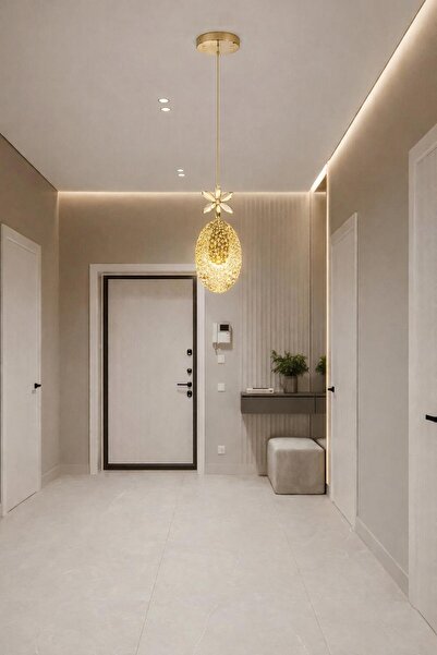 CanAydınlatma Modern Ay Desen Gold Tekli Sarkıt Avize 3 Renk LED (Beyaz Sarı ...