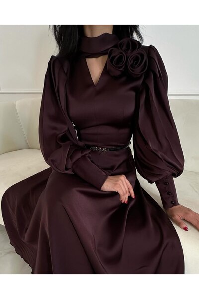 SKY dresses burnt brown Silk taffeta dress