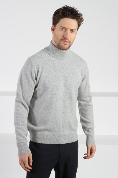 Ferraro A.Gray muški džemper sa visokim ovratnikom, dugi rukavi, 100% jagnjeć...