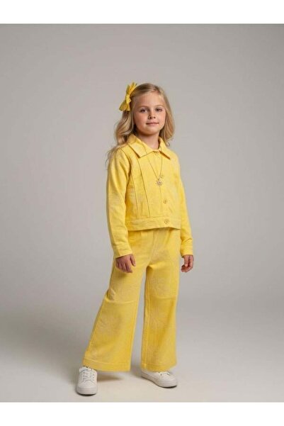 Zekids Girl's Floral Textured Wide-Leg Pants