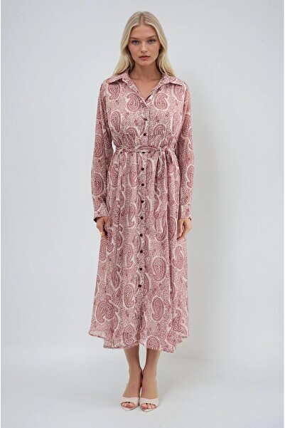 Lijuri Shawl patterned and belted tiril dress 2029