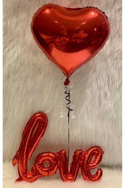 Çemrek Süs Parti Valentine's Day Love Balloon and 60 cm Heart Balloon Foil 11...