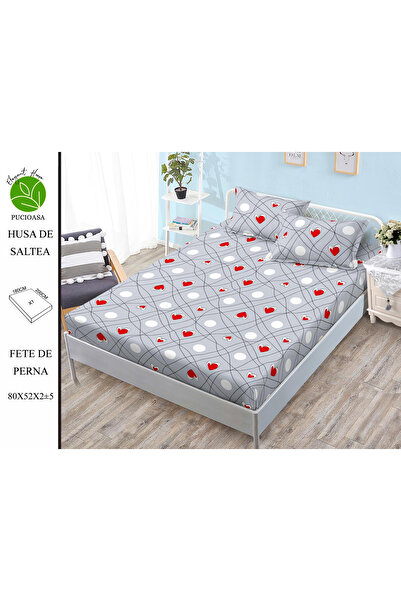 FIONNA.RO Stretchy Duvet Cover and Pillowcases Made of Finet 180x200cm - Grey...