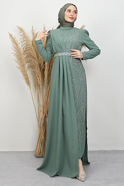 GİYZAMİLA Serra Krep Dress Soft Green