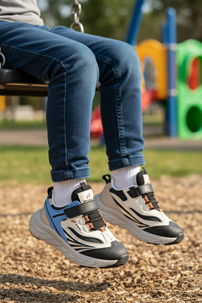 Promax 1987 White-Blue Velcro Boys' Sneakers