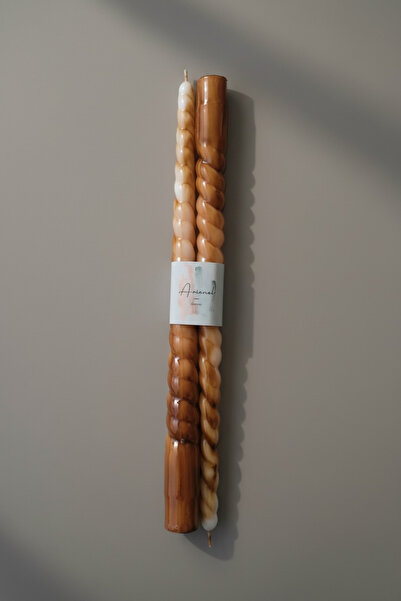 ARİENEL Şamdan Mumu | Sarmal | 2'li Set | Colors of the Marble Mocha | Unique...