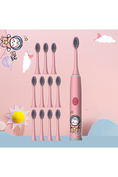 Choice14 فرشاة أسنان كهربائية للأطفال - 12 قطعة - لون وردي - سلسلة رسوم متحرك...