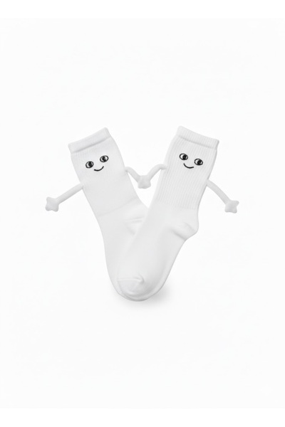 Neşeli Çoraplar El Ele Tutuşan Beyaz Atletik Çorap