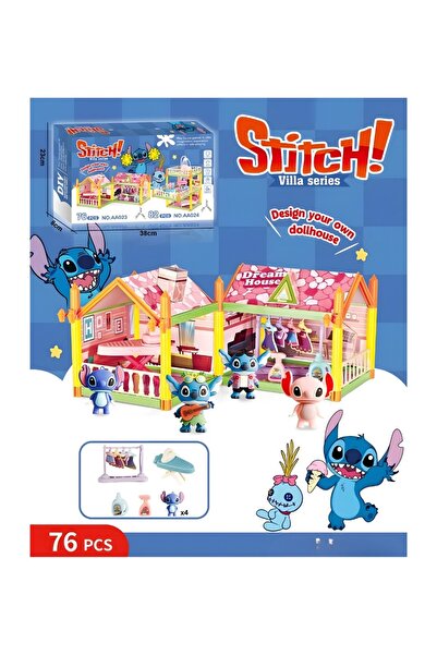 dehkah Stitch Dream Villa Dollhouse - 67-piece playset with 4 Stitch and Ange...