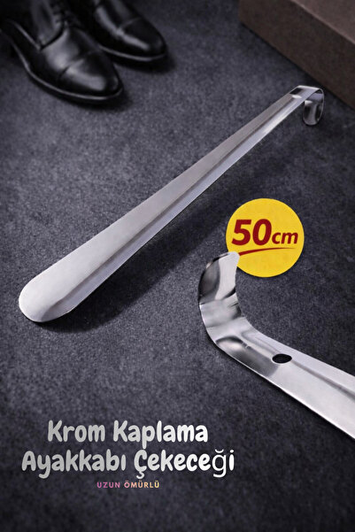 FALEYSA 50 Cm Krom Kaplama Çekecek, Metal Ayakkabı Çekeceği Kerata 1 Adet Uzu...