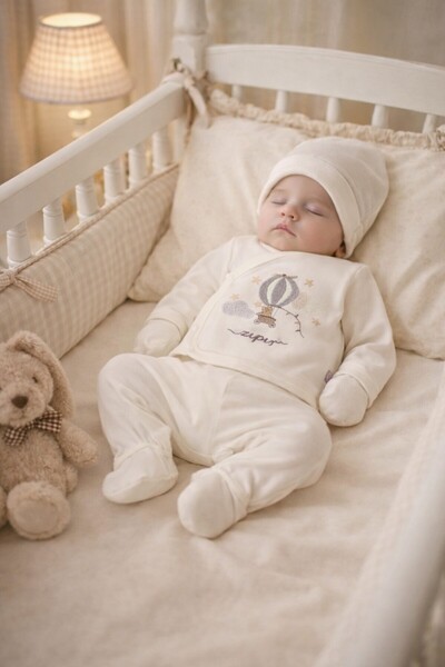 5-PIECE FLYING BALLOON NEWBORN SET/BABY BOY HOSPITAL EXIT SET/100% COTTON 5-PIECE BODYSUIT SET