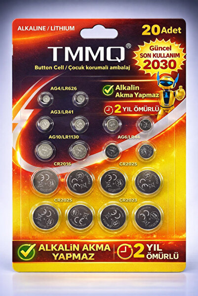 Astakos Karışık 20 li Paket Alkalin Saat ve Oyuncak Pil Seti Ag4 Ag3 Ag10 Ag1...