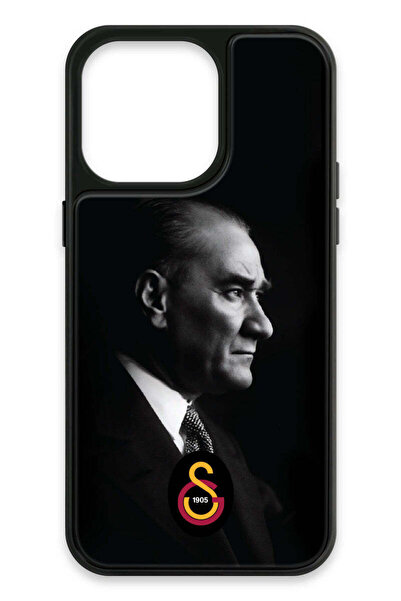 Galatasaray iPhone 15 Pro Max Uyumlu Büyük Atatürk Cam Lisanslı Telefon Kılıfı