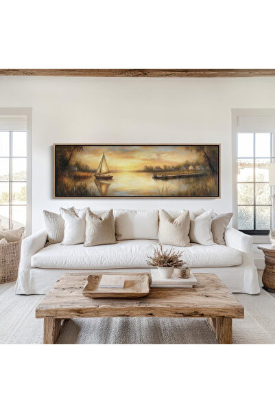 Tuba Decor Tek Parça Gerçek Ahşap Yatay Panorama Çerçeveli Tablo