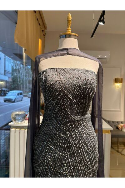 Abiye's FULL TAŞLI STRAPLEZ BALIK PELERİNLİ İNCİLİ SÖZ İSTEME NİŞAN ABİYESİ