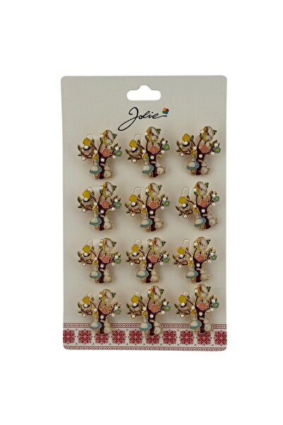 JOLIE Set of 12 Tree Brooches with Girl and Rabbit