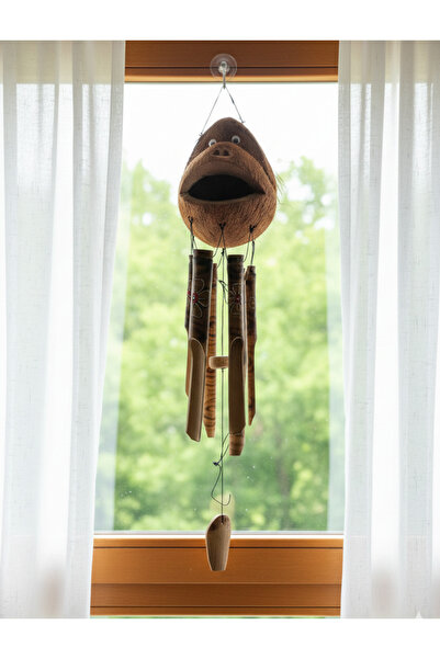 Meya design Doğal Hindistan Cevizi & Bambu Rüzgar Çanı – Dekoratif Duvar Süsü