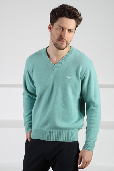 Ferraro Lift V-Neck Men's Long Sleeve 100% Lamb Wool Knitwear Sweater