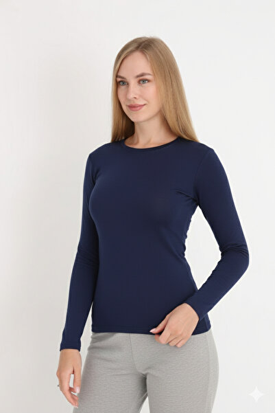 MissKATRE Women's Long Sleeve Navy Blue Bodysuit