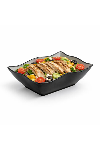 mastergold A rectangular melamine serving dish with wavy edges, ideal for eve...