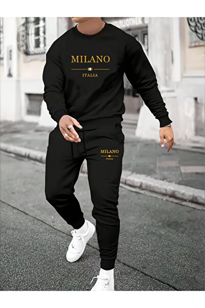 mercoledi Mix Printed Unisex Oversize Crewneck Bottom/Up Trouser Track Suit Set