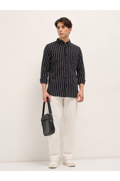 The Bear House By Styli Men's Cotton Striped Slim Fit Casual Shirt