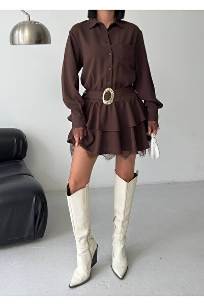 Lamierra Belted Lace Detail Dress