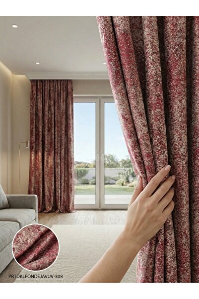 LEVENT ÖZEL 140x260 Jakar Dokuma Hazır Dikili Fon Perde – Düz Ekstraforlu