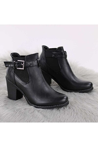 mm Women's ankle boots, with side elastics and adjustable strap 52075A-BLACK