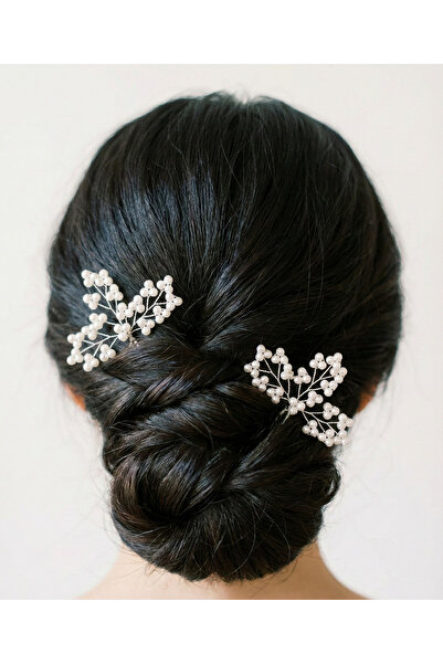 gelinmz Набір з 2-х шпильок для волосся для нареченої з перлами та метеликами