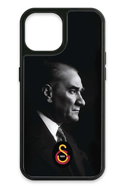 Galatasaray iPhone 15 Uyumlu Büyük Atatürk Cam Lisanslı Telefon Kılıfı