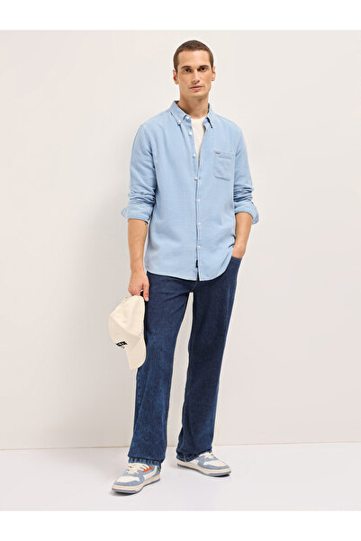 The Bear House By Styli Men Cotton Self Design Slim Fit Casual Shirt