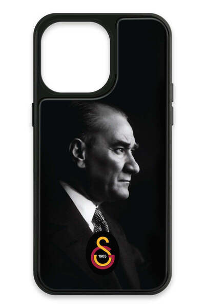 Galatasaray iPhone 14 Pro Max Uyumlu Büyük Atatürk Cam Lisanslı Telefon Kılıfı