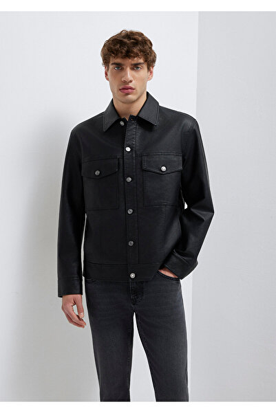 Mavi Black Faux Leather Jacket Loose Fit / Relaxed Fit 0110798-71379