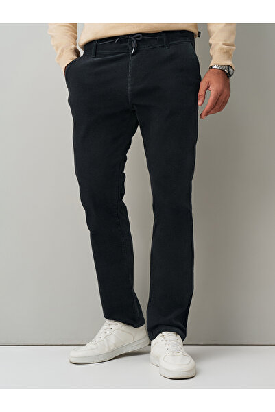 muzzo jeans Elastic Waist Gray Velvet Corduroy Trousers