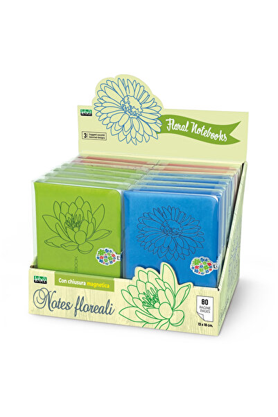 Lebez Notebook Floral, cu inchidere magnetica, 13 × 18 cm cu coperta PU, 3 mo...