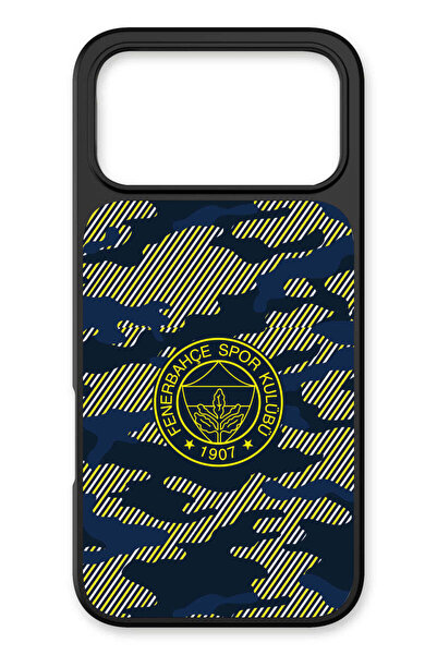 Fenerbahçe iPhone 17 Pro Uyumlu Dijital Kamuflaj Cam Lisanslı Telefon Kılıfı