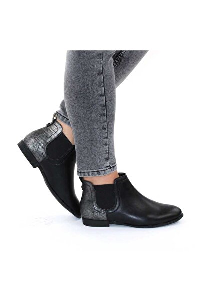 mm Women's low ankle boots with elastic side bands 52181-BLACK