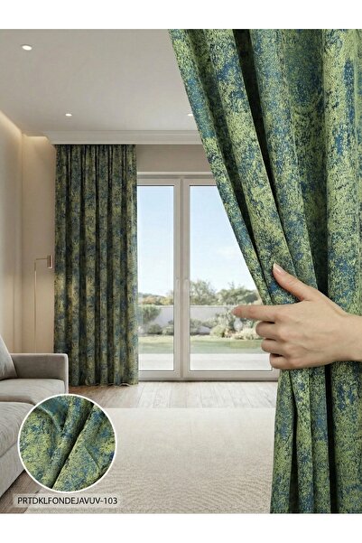 LEVENT ÖZEL 140x260 Jakar Dokuma Hazır Dikili Fon Perde – Düz Ekstraforlu
