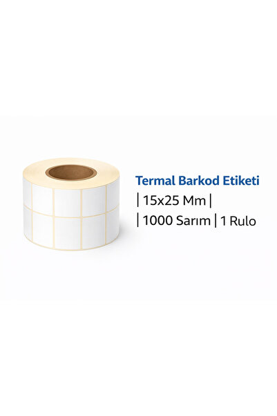 Blue Label Termal Barkod Etiketi |2'li Yan Yana| 15x25 Mm | 1000 Sarım | 1 Rulo