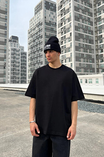 Rabona Fashion Tricou Premium Oversize Basic pentru bărbați – Negru / Alb