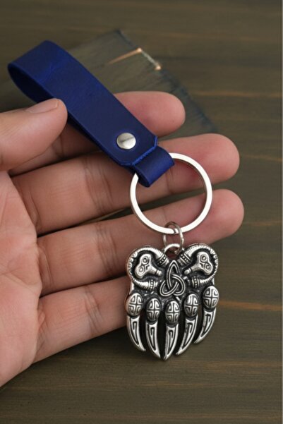 AB Takı Nordic Bear Claw Design Real Leather Keychain Gift Keychain Genuine L...