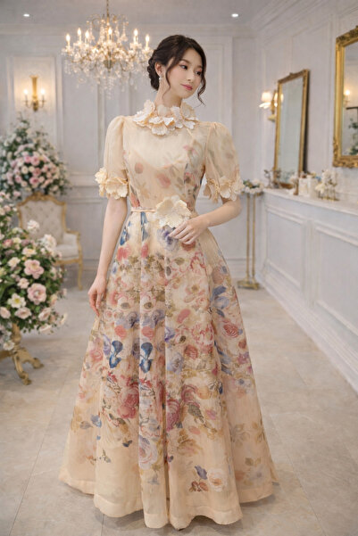 SELSAL Luxurious long dress with a royal design