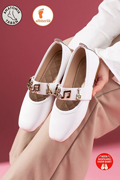 AlbiShoes Elora Women's Ballet Flats Office Shoes with Gold Note Accessories,...