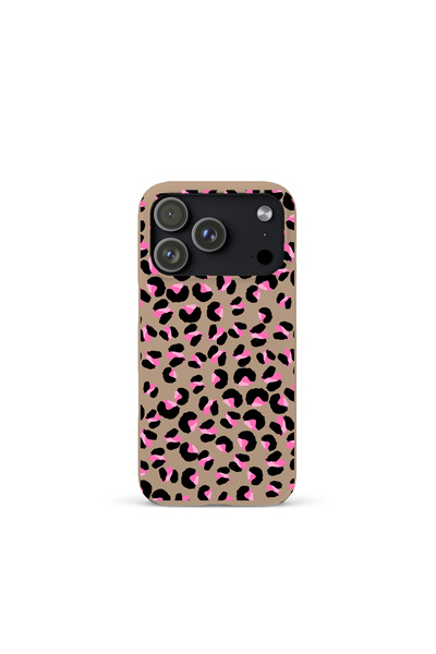 KaffCase حافظة إطلاق آيفون 17 برو بنمط الفهد باللون الوردي